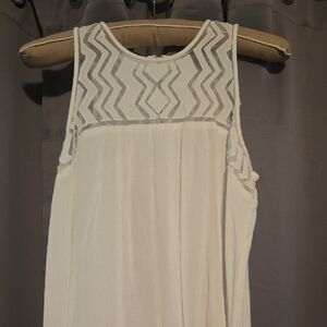 Cream Sleeveless Mini Dress with Geometric Bodice